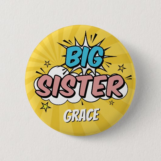 男の子漫画ブックスーパーヒーローベビーシャワービッグシスター 缶バッジ (正面)