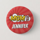 男の子漫画ブックスーパーヒーローベビーシャワーママ 缶バッジ (正面)