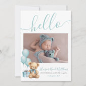 男の子生まれたばかりの誕生写真ベビー発表 案内状 (正面)