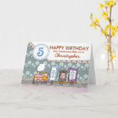 男の子用のスチームトレーンの誕生日カード カード (黄色い花)