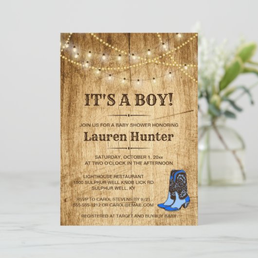 男の子用カントリーベビーシャワー招待状 招待状 (スタンド正面)