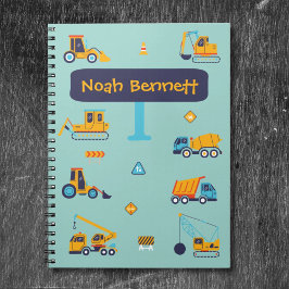 男の子用パーソナライズ建設トラックノート ノートブック