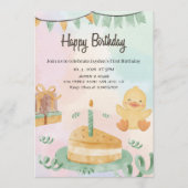 男の子用1歳の誕生日おめでとう - かわいいモダンブルーの1歳の誕生日 招待状 (正面)