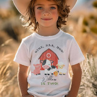 男の子用「2歳」牧場の動物のバースデーTシャツ