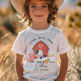男の子用「2歳」牧場の動物のバースデーTシャツ トライブレンドTシャツ