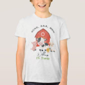 男の子用「2歳」牧場の動物のバースデーTシャツ トライブレンドTシャツ (正面)