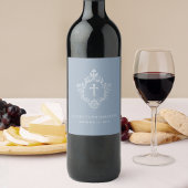 男の子確認ほこりっぽい青いヴィンテージクレストエレガント ワインラベル