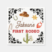 男の子私の最初のロデオカウボーイの1番目の誕生日 スタンダードカクテルナプキン (正面)