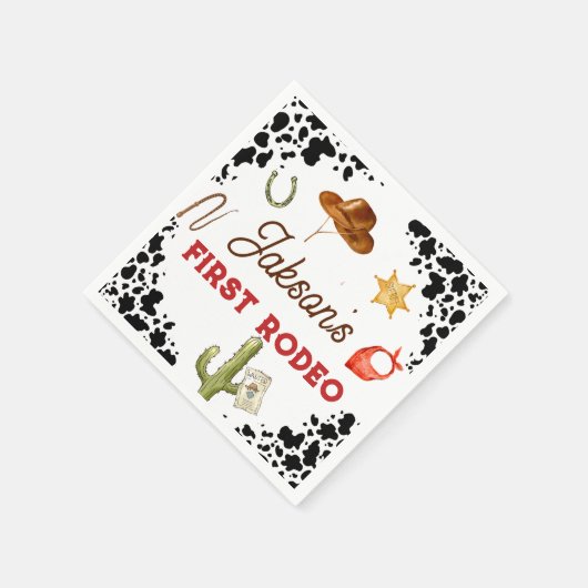 男の子私の最初のロデオカウボーイの1番目の誕生日 スタンダードカクテルナプキン (角)