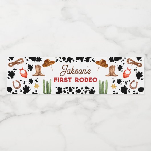 男の子私の最初のロデオカウボーイの1番目の誕生日 ペットボトルラベル (シングルラベル)