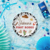 男の子私の最初のロデオカウボーイの1番目の誕生日 ペーパープレート (パーティー)