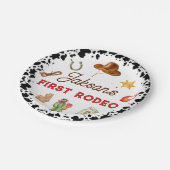 男の子私の最初のロデオカウボーイの1番目の誕生日 ペーパープレート (アングル)