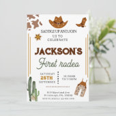 男の子私の最初のロデオカウボーイの1番目の誕生日 招待状 (スタンド正面)