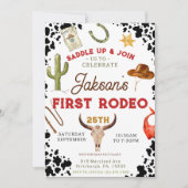 男の子私の最初のロデオカウボーイの1番目の誕生日 招待状 (正面)