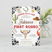 男の子私の最初のロデオカウボーイの1番目の誕生日 招待状 (スタンド正面)