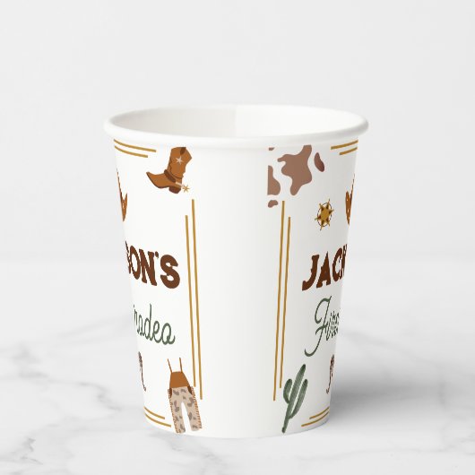 男の子私の最初のロデオカウボーイの1番目の誕生日 紙コップ (左)