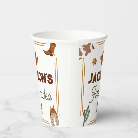 男の子私の最初のロデオカウボーイの1番目の誕生日 紙コップ (右)