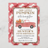 男の子秋誕生日パーティー任意の年齢レッドトラック 招待状