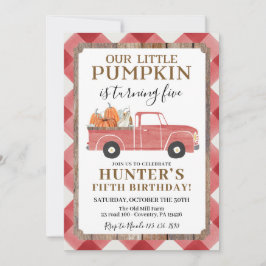 男の子秋誕生日パーティー任意の年齢レッドトラック 招待状