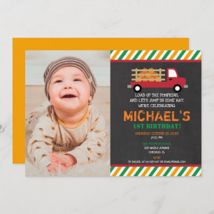 男の子第1回誕生日カボチャパッチハロウィーン 招待状