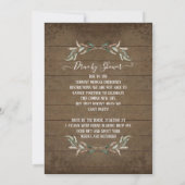 男の子素朴の赤ちゃんシャワーでバーガンディひまわりドライブ 招待状 (裏面)