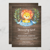 男の子素朴ライオン赤ちゃんシャワー（郵便） 招待状 (正面/裏面)