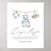 男の子航海のの赤ちゃんシャワーおむつラッフルサイン ポスター (正面)