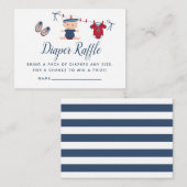 男の子航海のの赤ちゃんシャワーおむつラッフル エンクロージャーカード (正面/裏面)