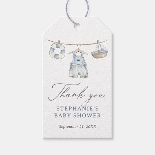 男の子航海のの赤ちゃんシャワー ギフトタグ