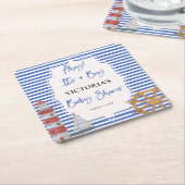 男の子航海のの赤ちゃんシャワー スクエアペーパーコースター (アングル)