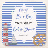 男の子航海のの赤ちゃんシャワー スクエアペーパーコースター (正面)