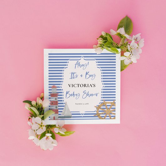 男の子航海のの赤ちゃんシャワー スタンダードカクテルナプキン