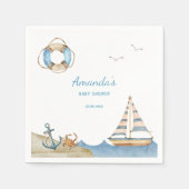 男の子航海のの赤ちゃんシャワー スタンダードカクテルナプキン (正面)