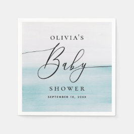 男の子航海のの赤ちゃんシャワー | 水彩青の海岸 スタンダードカクテルナプキン