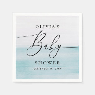 男の子航海のの赤ちゃんシャワー   水彩青の海岸 スタンダードカクテルナプキン