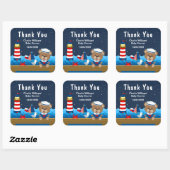 男の子航海の熊赤ちゃんシャワーありがとう スクエアシール (シート)