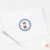 男の子航海の赤ちゃんシャワークラシックラウンドステッカー ラウンドシール (封筒)