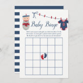 男の子航海の赤ちゃんシャワーベビービンゴ 招待状 (正面/裏面)