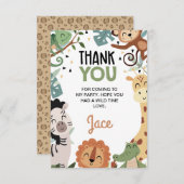 男の子茶色の生まれ緑2歳の野生の2番目の誕生日 サンキューカード (正面/裏面)