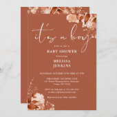 男の子誕生のおしゃれな秋のベイビーシャワー 招待状 (正面/裏面)