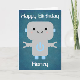 男の子誕生日かわいい漫画ロボットブルー カード