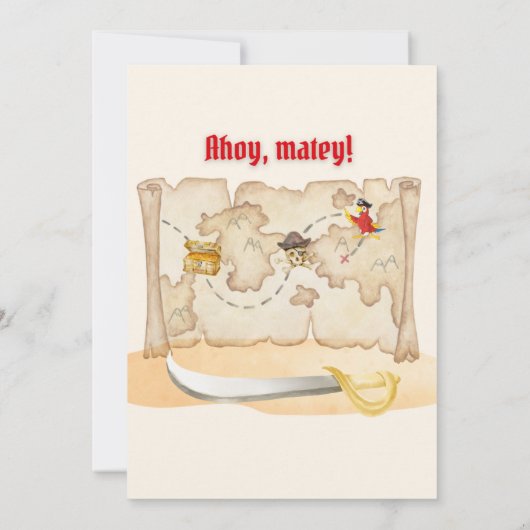男の子誕生日カスタマイズ可能な海賊パーティー 招待状 (裏面)