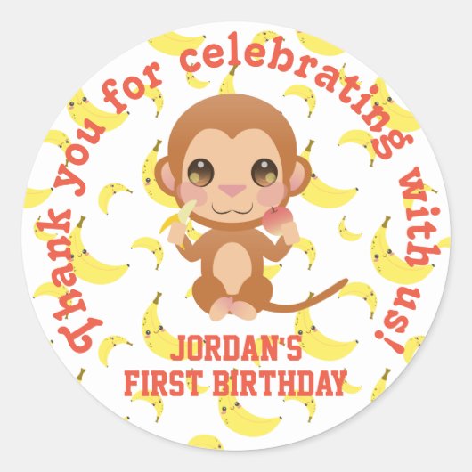男の子誕生日サンキューステッカー ラウンドシール (正面)