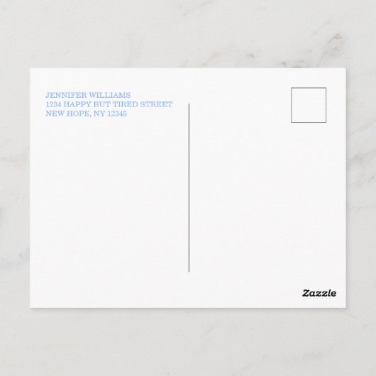 男の子誕生 おしゃれ ブルー ベイビーシャワー 感謝カード ポストカード (裏面)