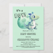 男の子誕生！かわいい恐竜と卵のベビーシャワー 招待状 (正面)