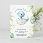 男の子誕生!かわいい恐竜の男の子ベビーシャワー 招待状 (スタンド正面)