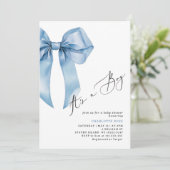 男の子誕生！ブルーボウ エレガント ベビーシャワー 招待状 (スタンド正面)