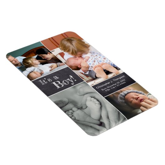 男の子誕生!複数写真コラージュ 第二子 マグネット (右側)
