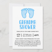 男の子足初めておばあちゃんの赤ちゃんシャワー 招待状 (正面)