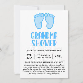 男の子足初めておばあちゃんの赤ちゃんシャワー 招待状